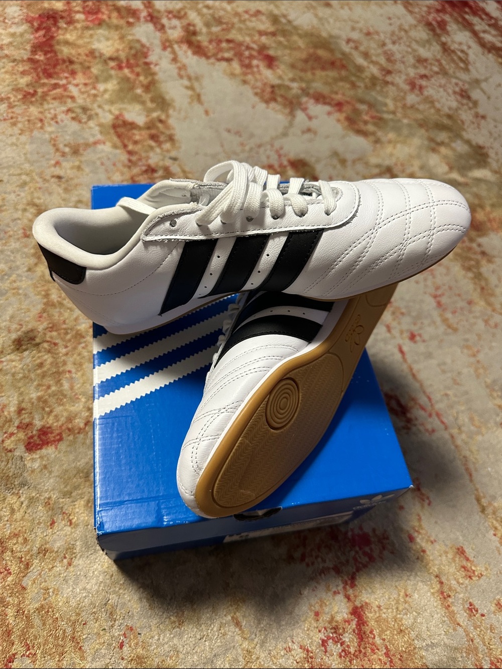 adidas White and Black Taekwondo Shoes with Gum Outsole